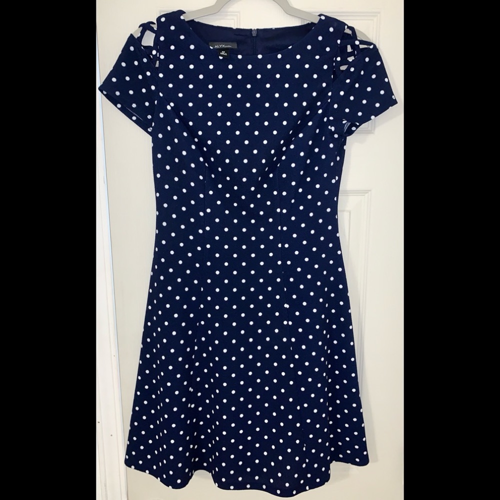Navy blue polka dot dress